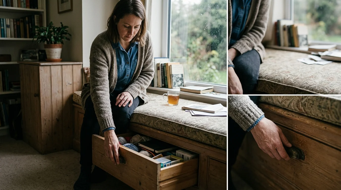 Editorial photograph illustrating: Trend #7: Window Seats with Hidden Drawers